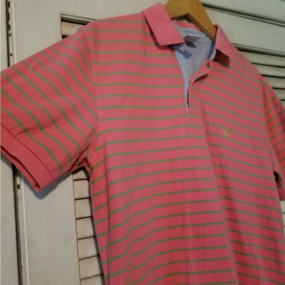 Brooks Brothers Pink Green Stripe Polo M - Picture 5 of 9